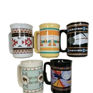 St. Labre Indian School Friends Society Lot of 5 Cups  Native Artwork Montana